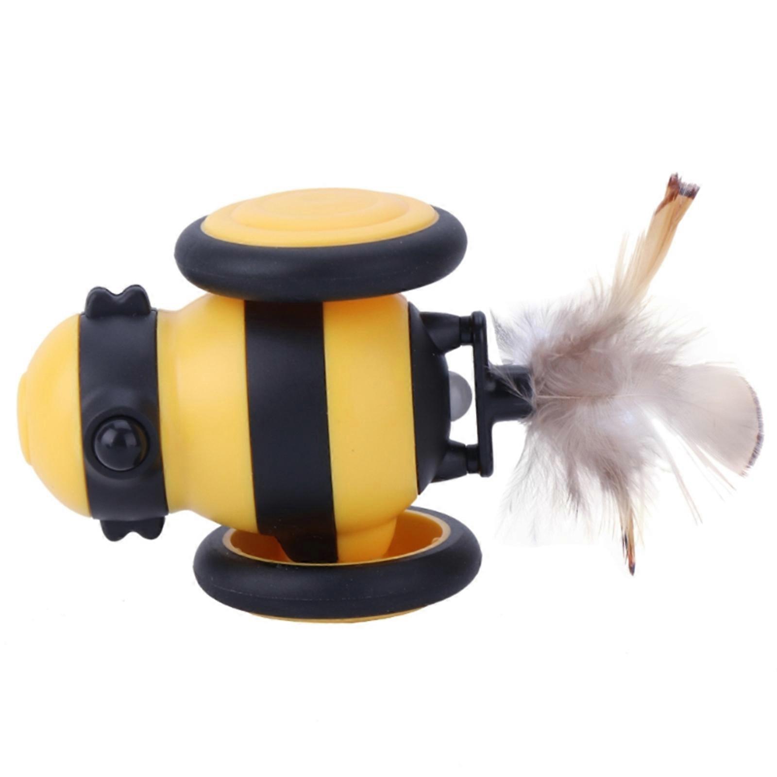 Cat Feather Toy with Light Training Feather Automatic Movement Toy Exercise Game for Cats Random Movement  Yellow