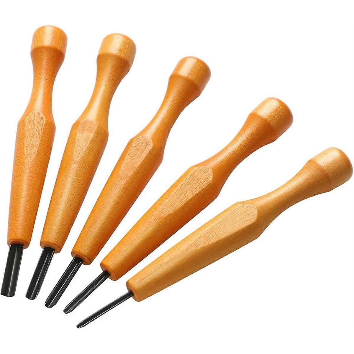 5 Pcs Carving Tools Set - Triangular Linoleum & Wood Carving Knifes Chisel V Shaped Tools for Linoc