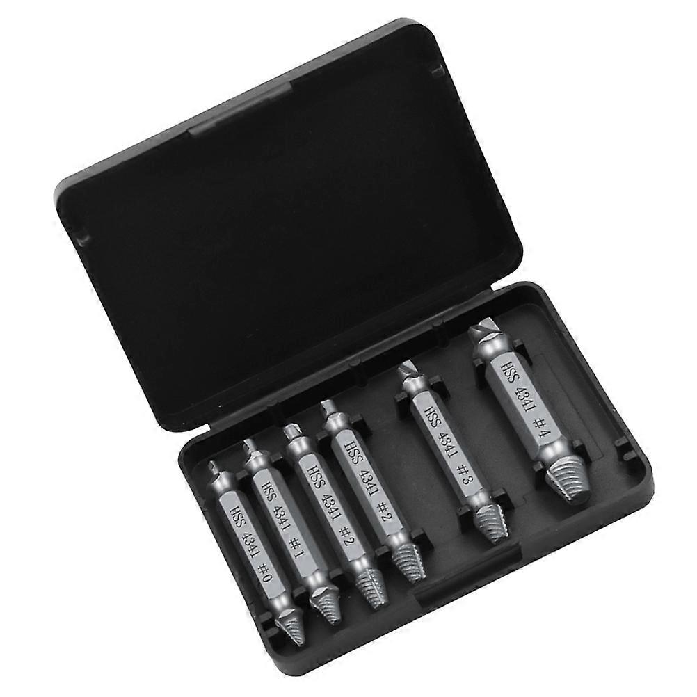 Silver 6Pcs Screw Extractor Drill Bits Guide Set For Bolt Removal And Damaged Screw Extraction