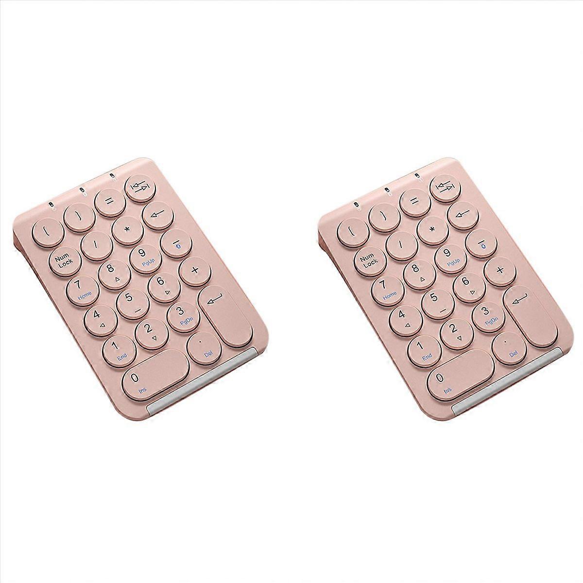 2X Wireless Number Pad Bluetooth Numeric Keypad Round Keycaps Numpad 22 Keys Rechargeable Number Key