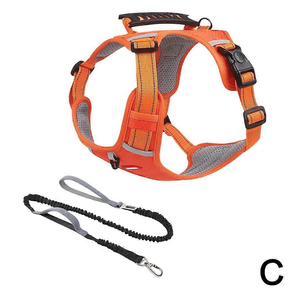Vest Type Dog Leash Reflective No Pull Pet Harness With Elastic Bungee Rope Comfortable Breathable Mesh For Small Medium Large Dogs