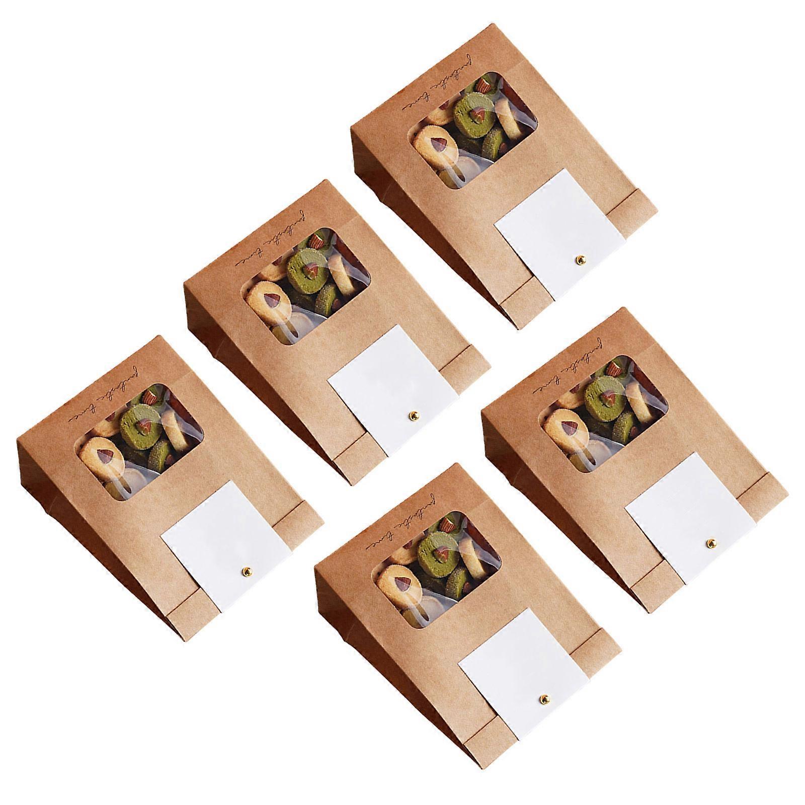 Set of 50 Convenient Paper Bags for Bread Clear Window Cookie Packaging Bag Practical Food Package Bag for Parties  Yellow