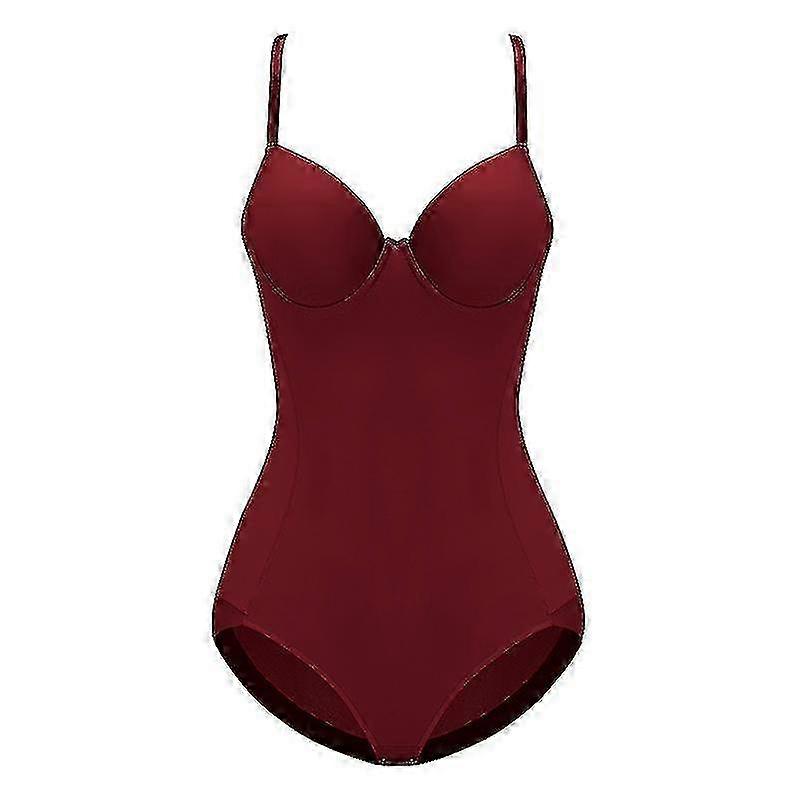 Underwire Silky Bodysuit For Women - Solid Color Stretch Shapewear