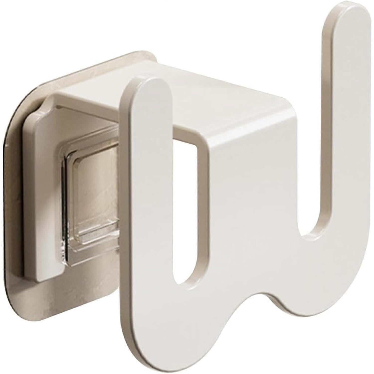 Wall Mounted Shoe Rack with Self Adhesive Hooks for Bathroom Slippers Storage, Waterproof Space Saving Hanger (White)