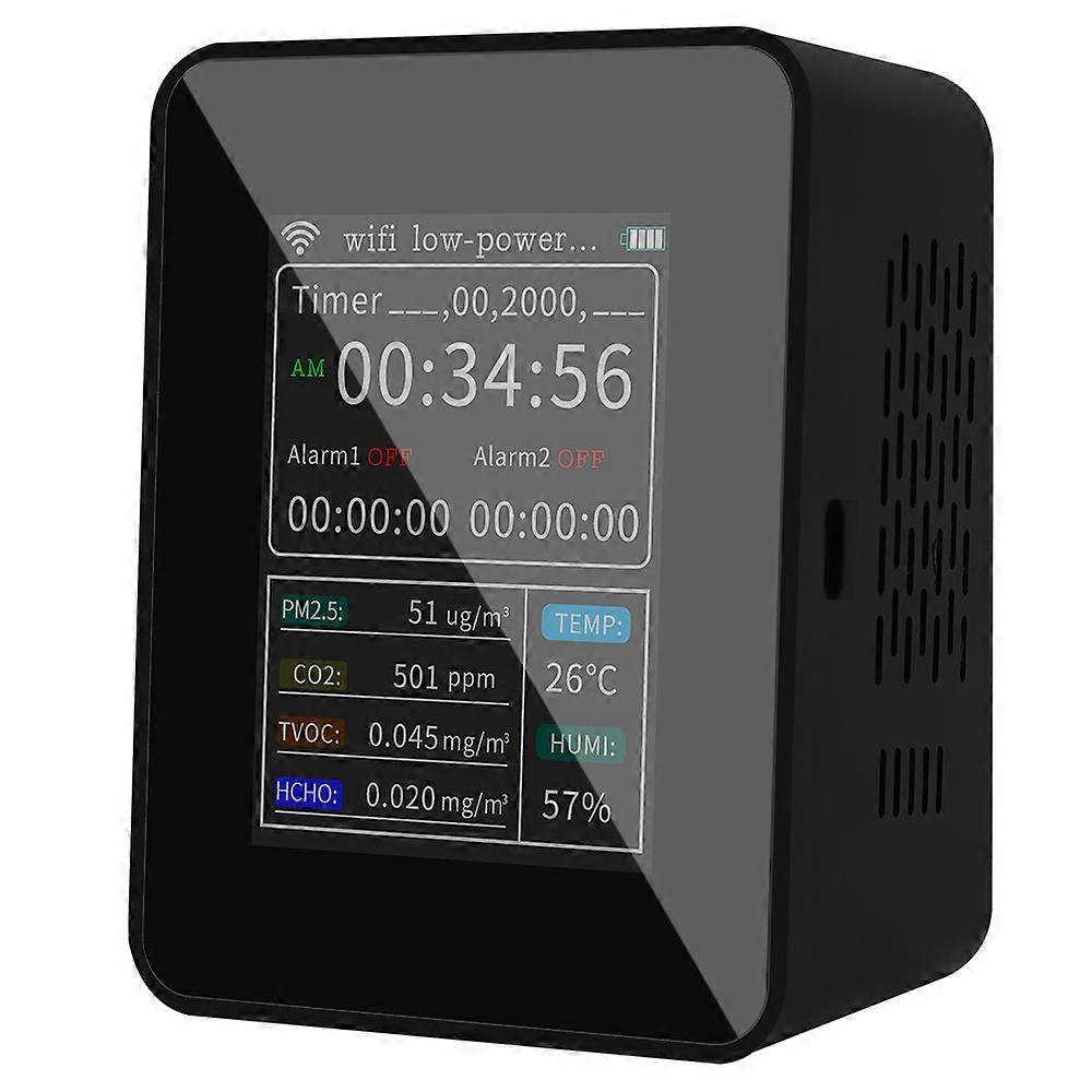 WIFI Multifunctional Air Quality Detector Intelligent PM2.5 CO2 TVOC HCHO Temperature Humidity Monitor With Time Date Display