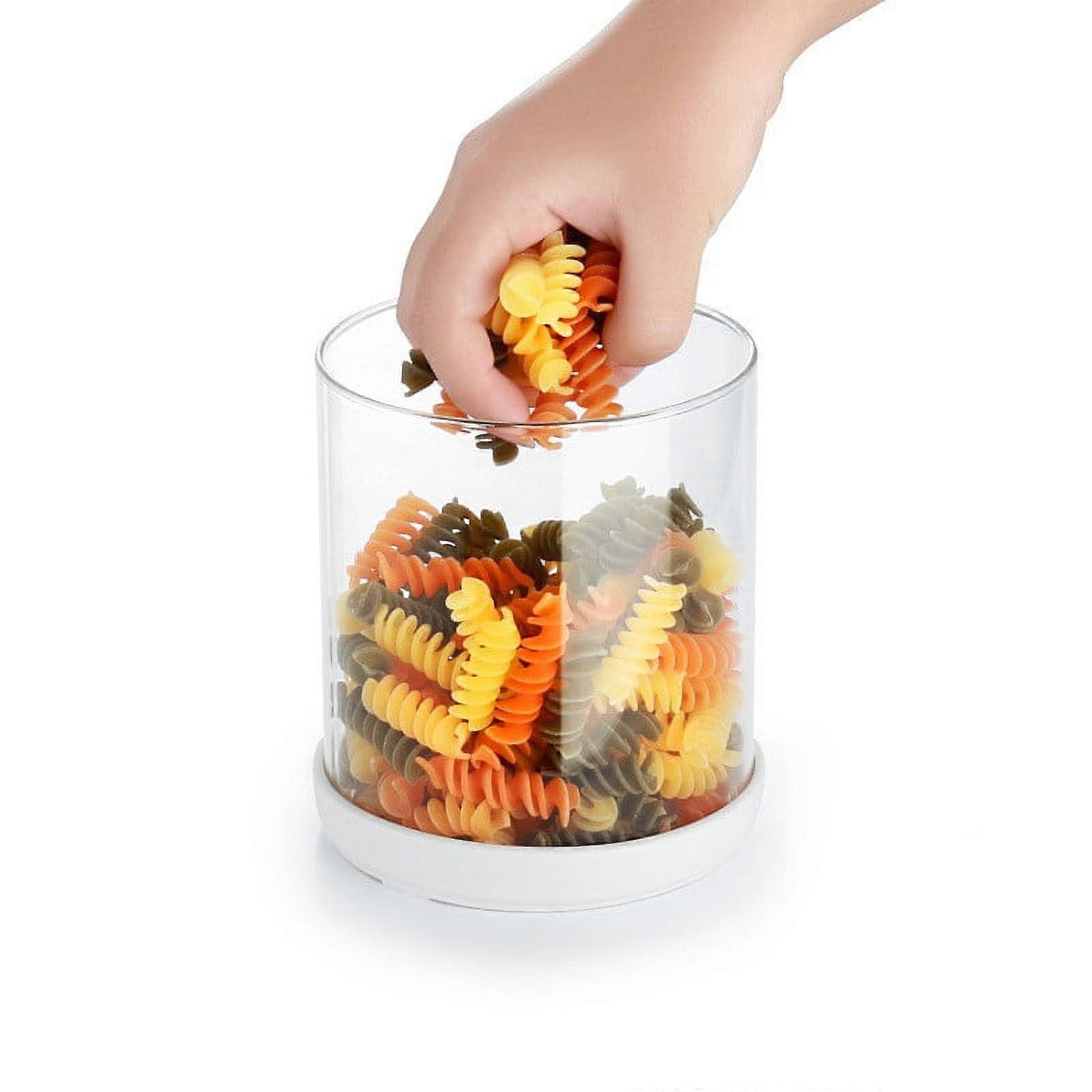 RnemiTe-amo Push-button Storage Jar, High Borosilicate Glass Sealing Jar, Compatible with Candy, Cookies, Coffee, Cereal, Transparent & Drop