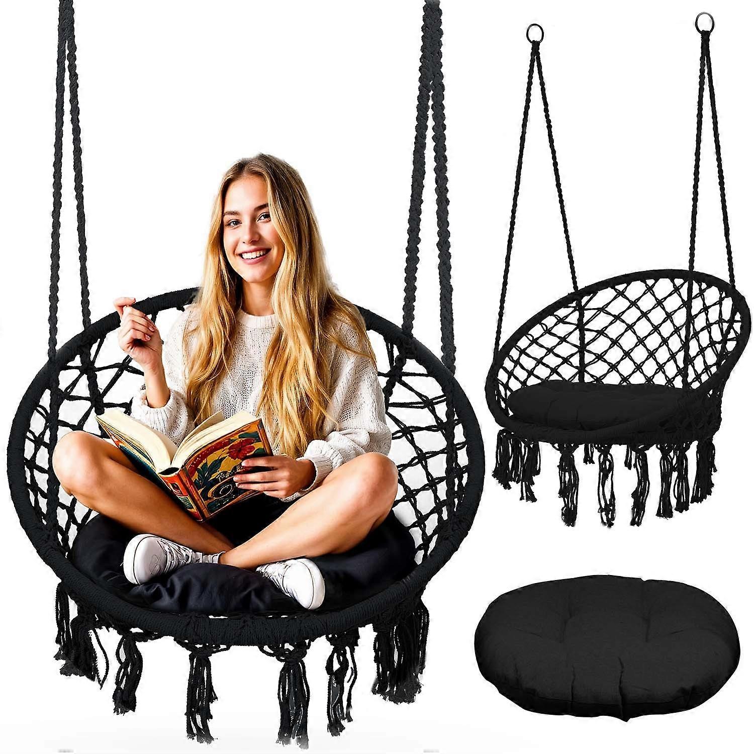Hanging garden rocking chair BOHO black