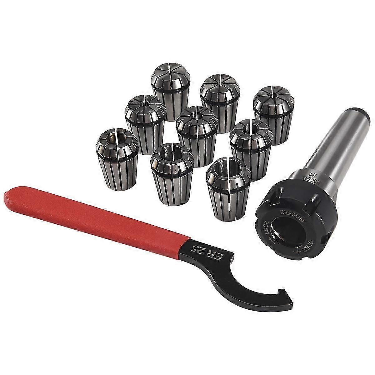 9Pcs Er25 Spring Collets+1Pcs Mt3 M12 Er25 Collet Chuck Morse Taper Holder for Cnc Milling Lathe Too