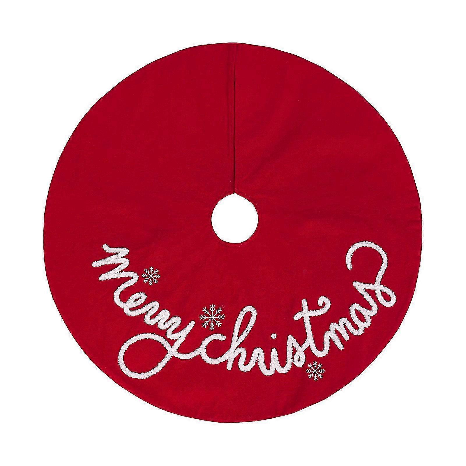 Christmas tree skirt with festive design red white snowflake pattern