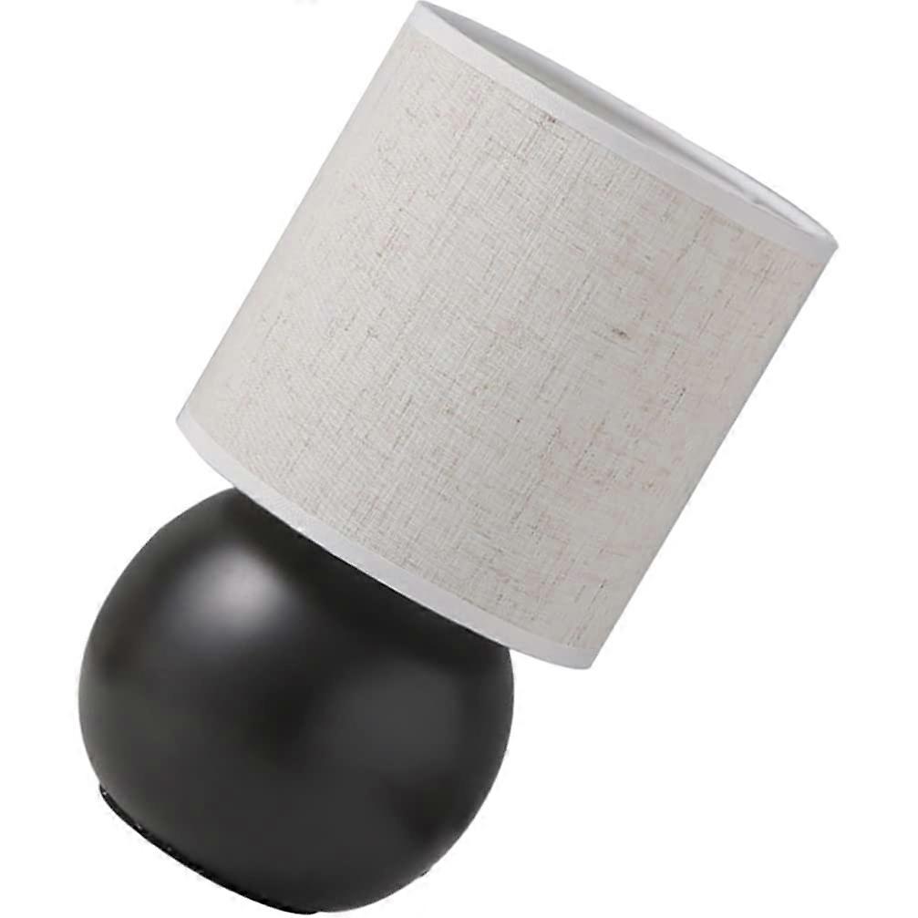 Small Bedside Table Lamp with Fabric Shade, Ceramic Decorative Lighting for Bedroom and Office