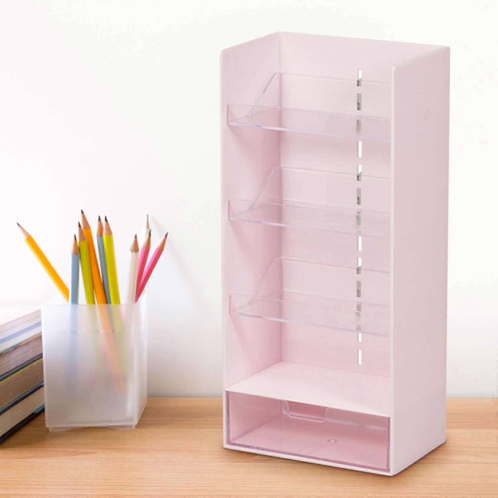 TUOBARR Valentine's Day Savings 2024! Transparent Desktop Storage Box, Flat Partition Shelf, Slanted Pencil Organizer Rack