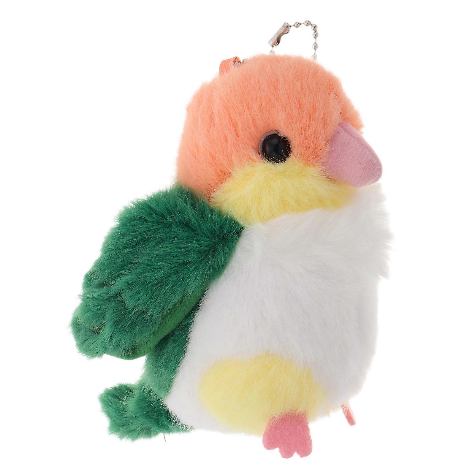 Green Plush Parrot Keychain for Decor Adorable Soft Keyring Charm