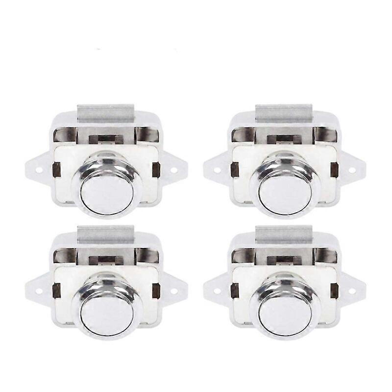 Push Button Latch - Keyless Cabinet Lock Clasp Cupboard Door Knob for RV Motorhome Caravan 5 Piece Silver