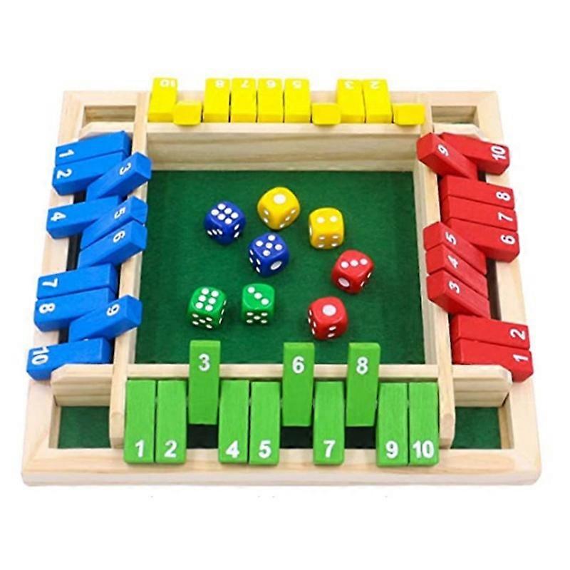 Jeu de soci��t�� de d��s en bois, fermez la bo?te pour 4 volets ult��rieurs, jeu de d��s, interaction parent-enfant, divertissement familial