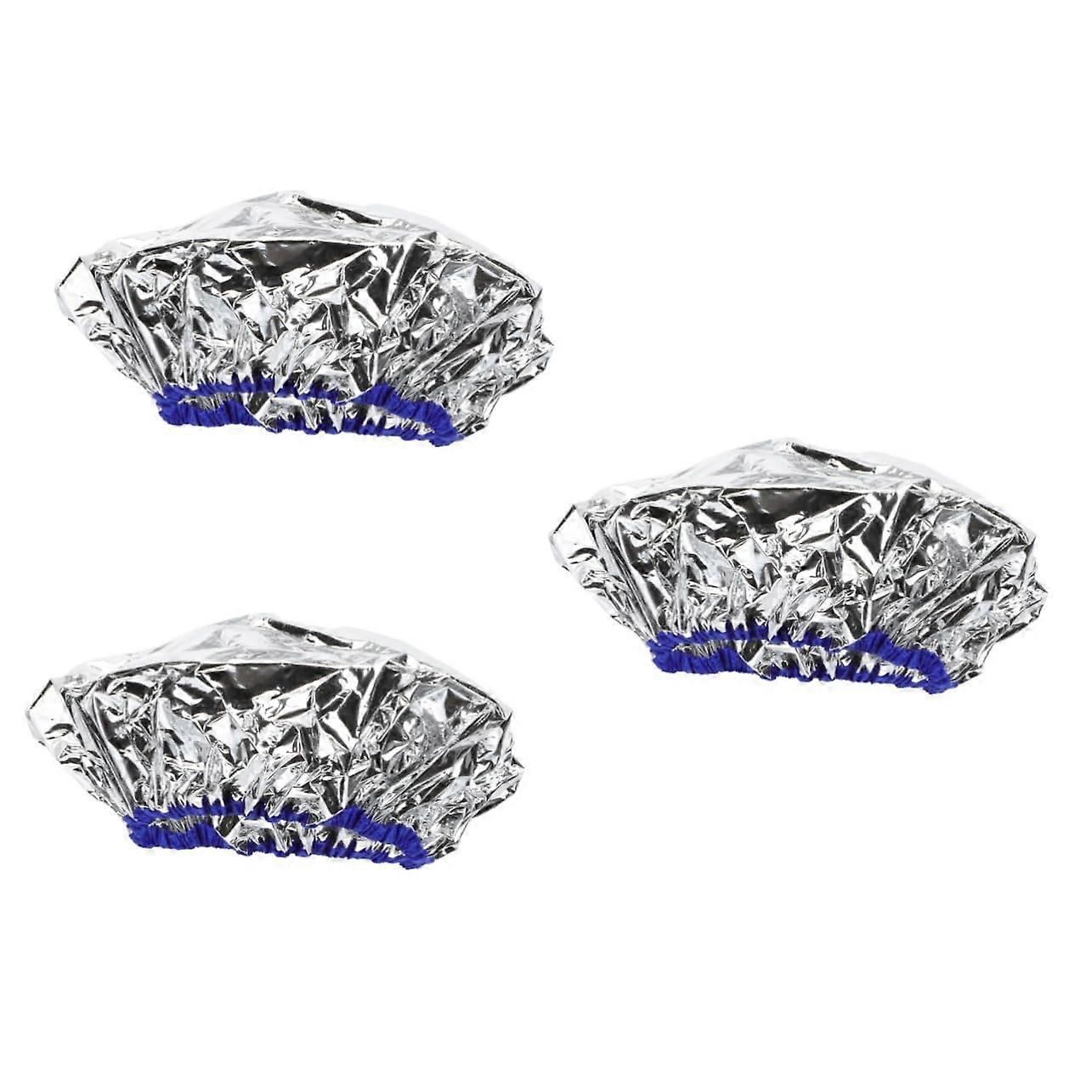 Hair Heating Cap Set 3pcs SelfHeating Foil for Dyeing and Deep Conditioning Constant Temperature Silver