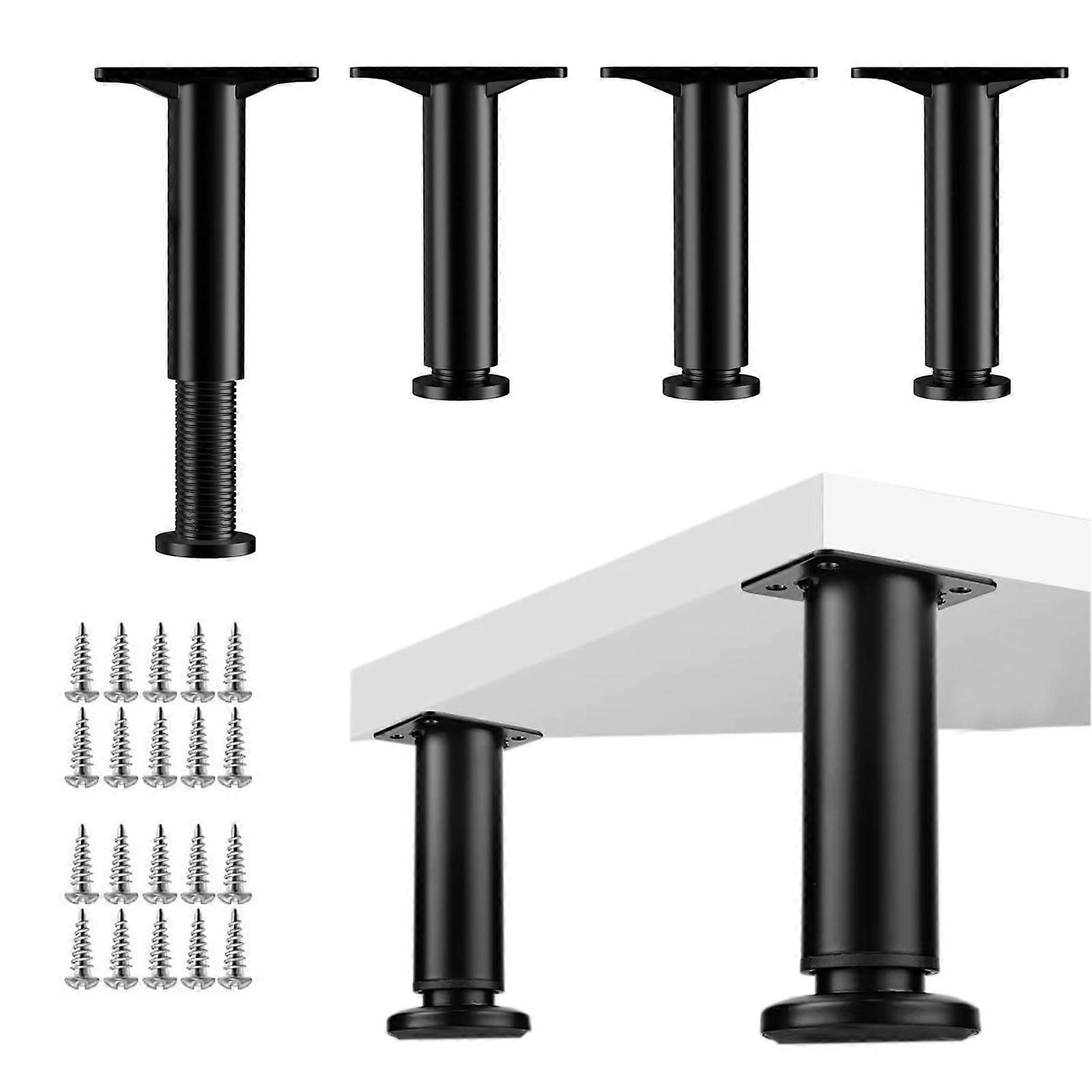 4 Pcs Adjustable Furniture Legs 59.6 Inch Bed Frame Support Extra Stable RustResistant Feet