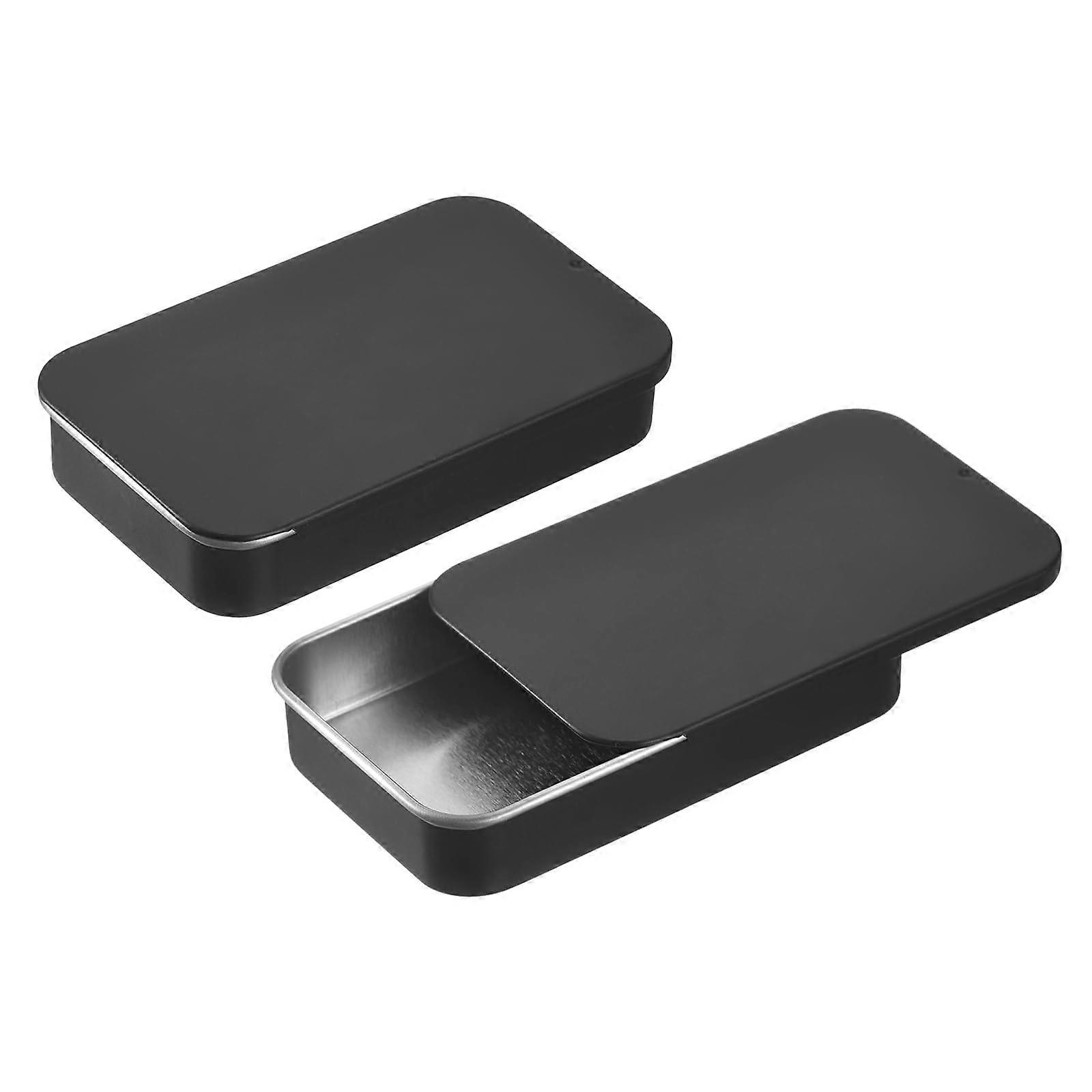 6Pack Black Metal Tin Box Containers with Secure Slide Lid for Candy, Crafts, and Cosmetics