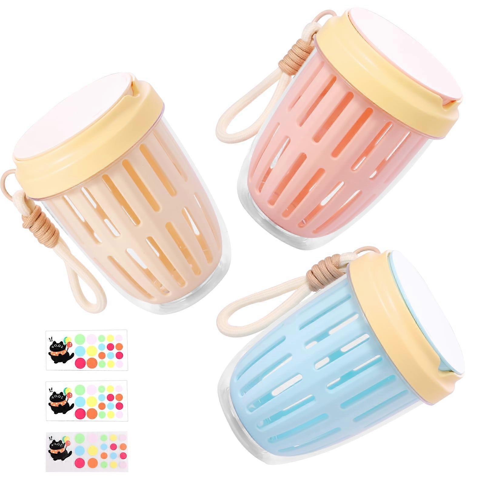 3Pcs Fruit Salad Container with Lids and Forks, Leakproof DoubleLayer Jar for Travel and Office