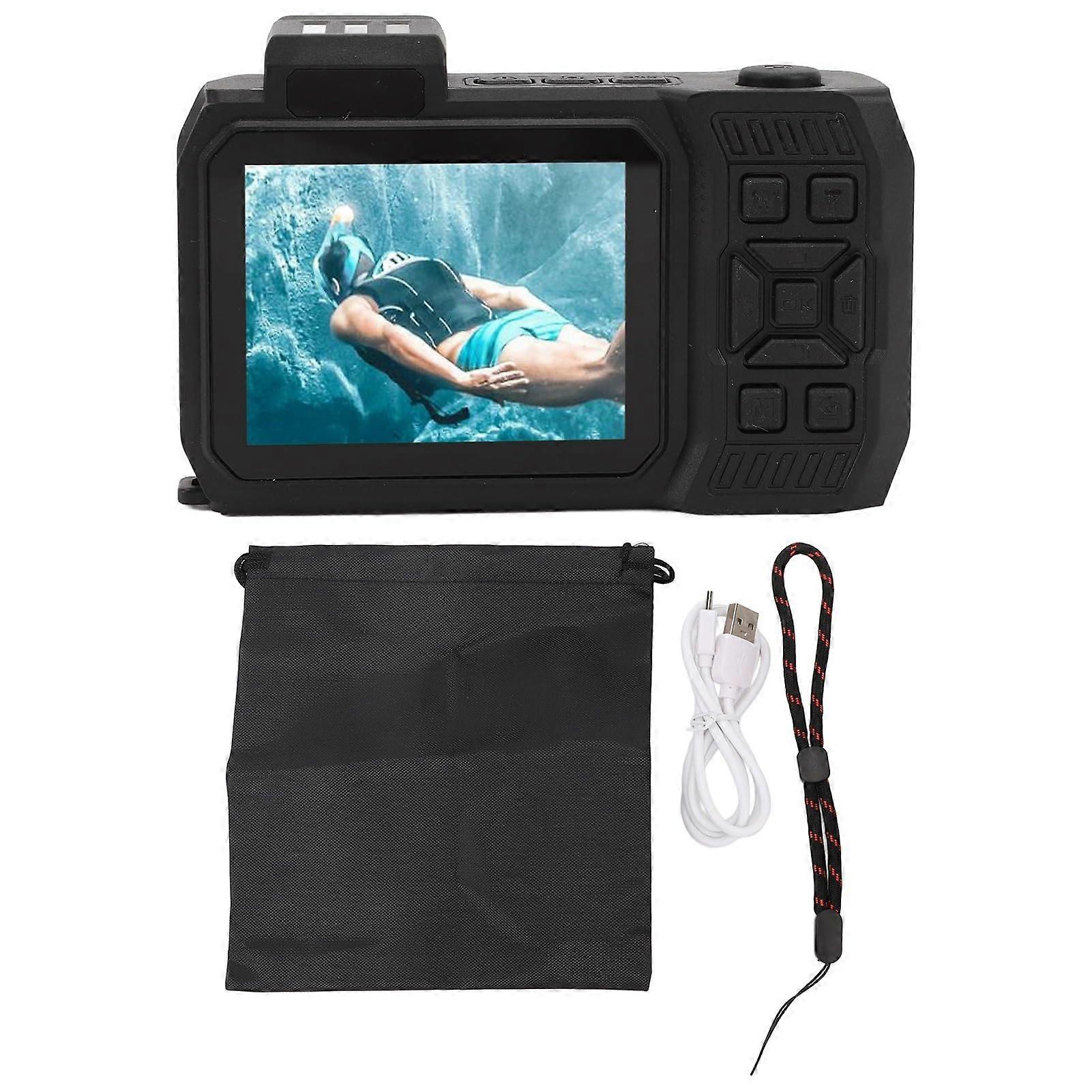 4K Underwater Camera 65MP Waterproof Dual Screen with Image Stabilization for Snorkeling Diving