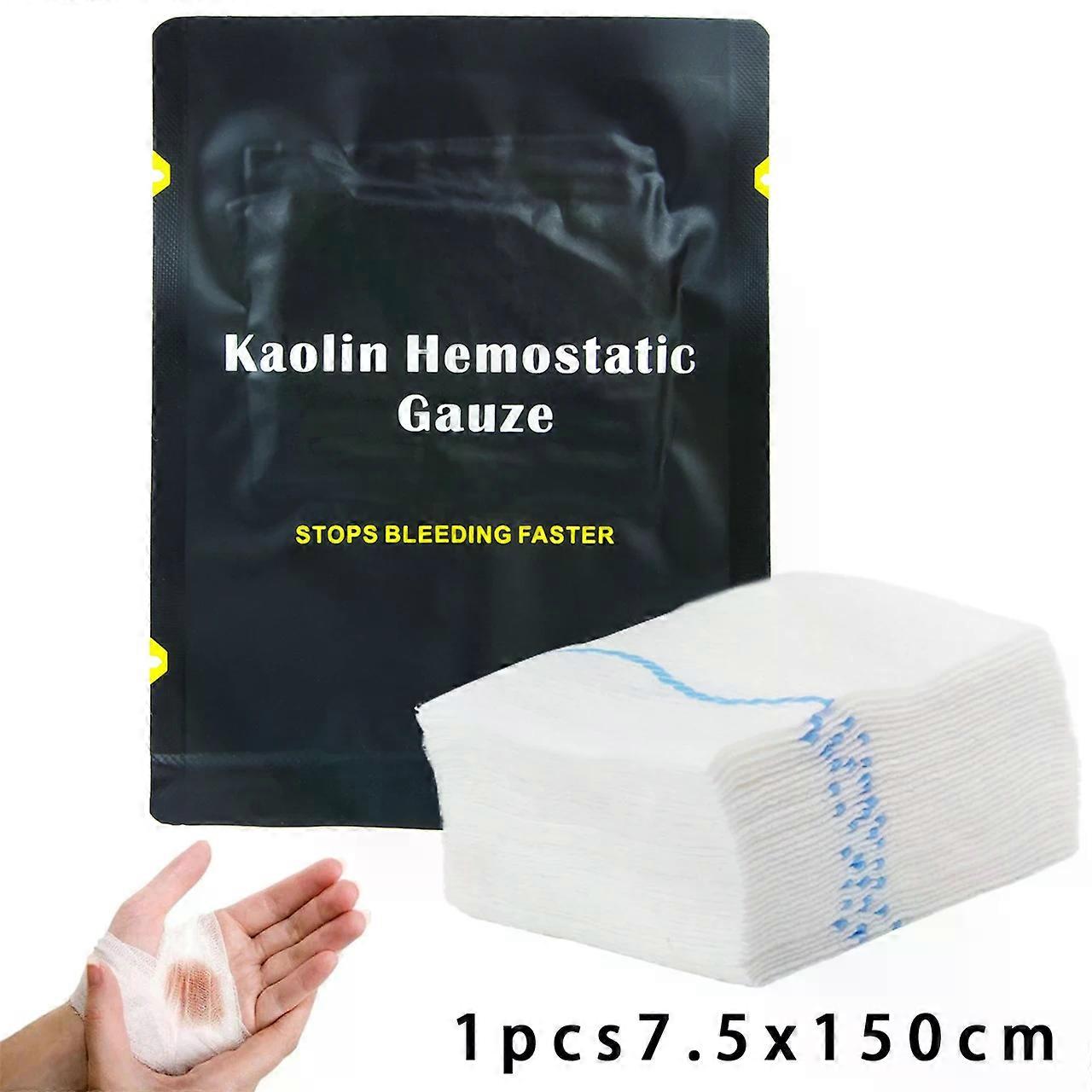 Gaze Kaolin h��mostatique pour Combat d'urgence, traumatisme, pliable en Z, Soluble pour Kit de premiers secours tactique Ifak, pansement m��d