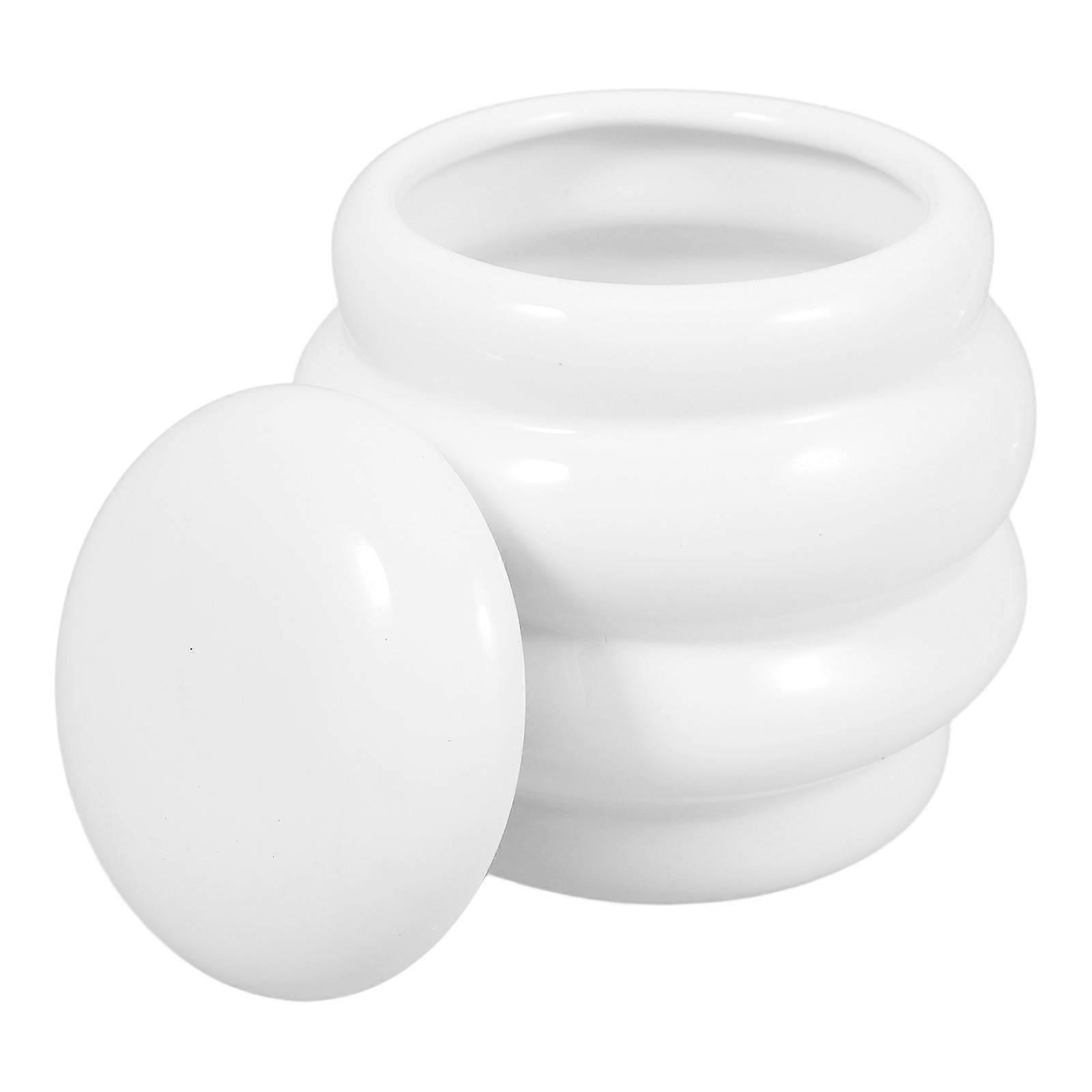 Food Storage Ceramic Honey Jar with Lid White Multipurpose Container