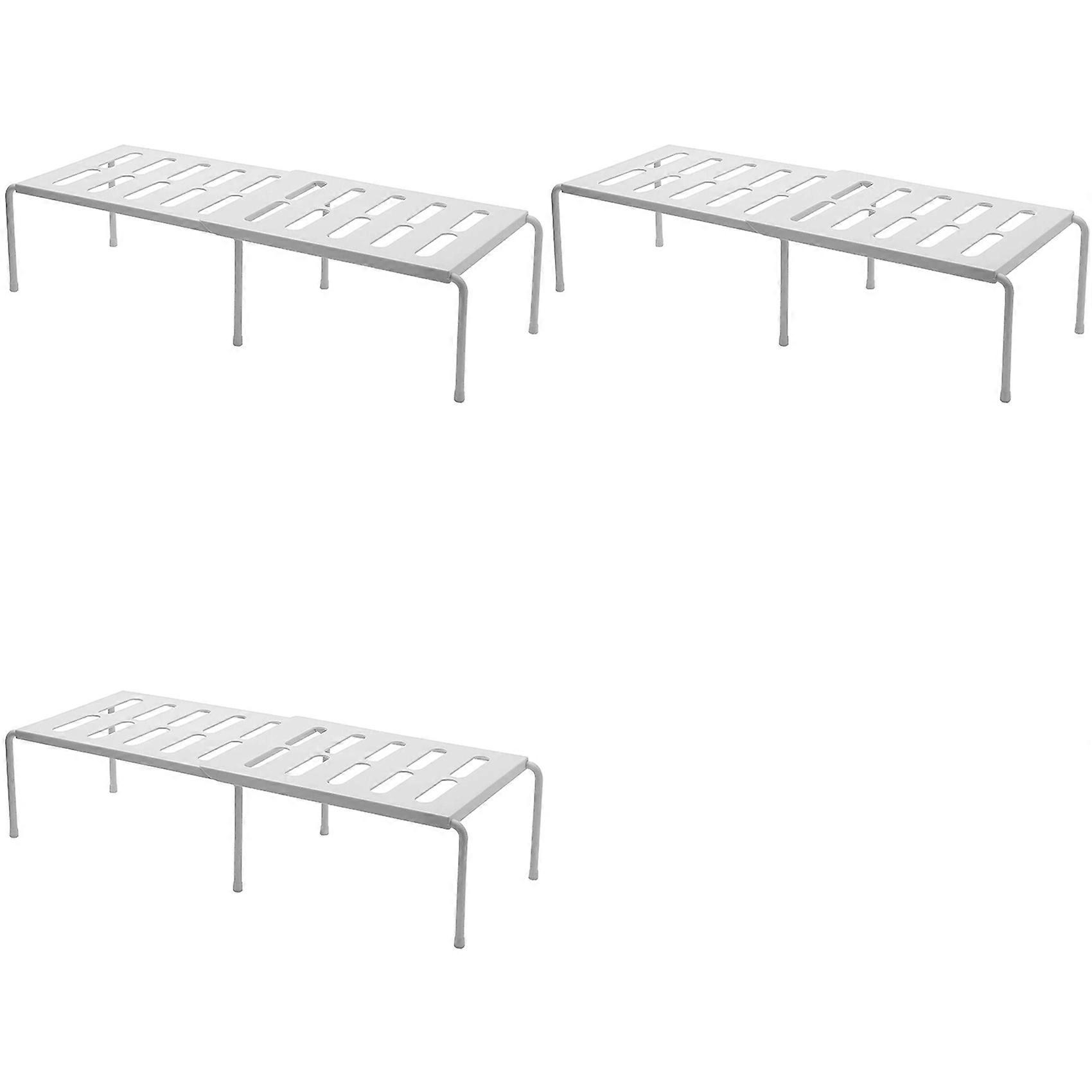 3X Expandable Kitchen Counter Shelf, Shelf with Retractable , Multi-Purpose Spice Rack Plastic Organizers White