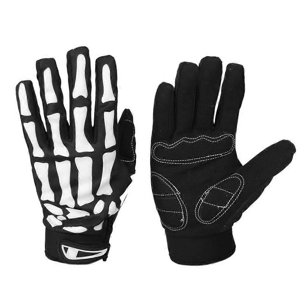 Black Skeleton Pattern Full Finger Cycling Gloves for Outdoor Use