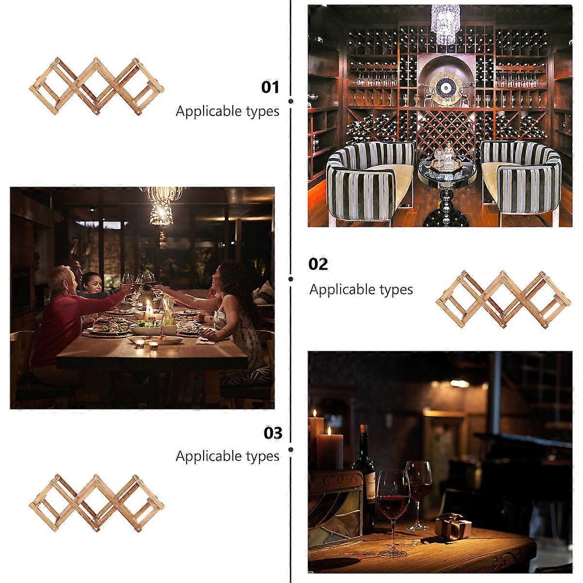 1Pcs Wooden Wine Rack for Storage Use Foldable Brown Wine Storage Shelf