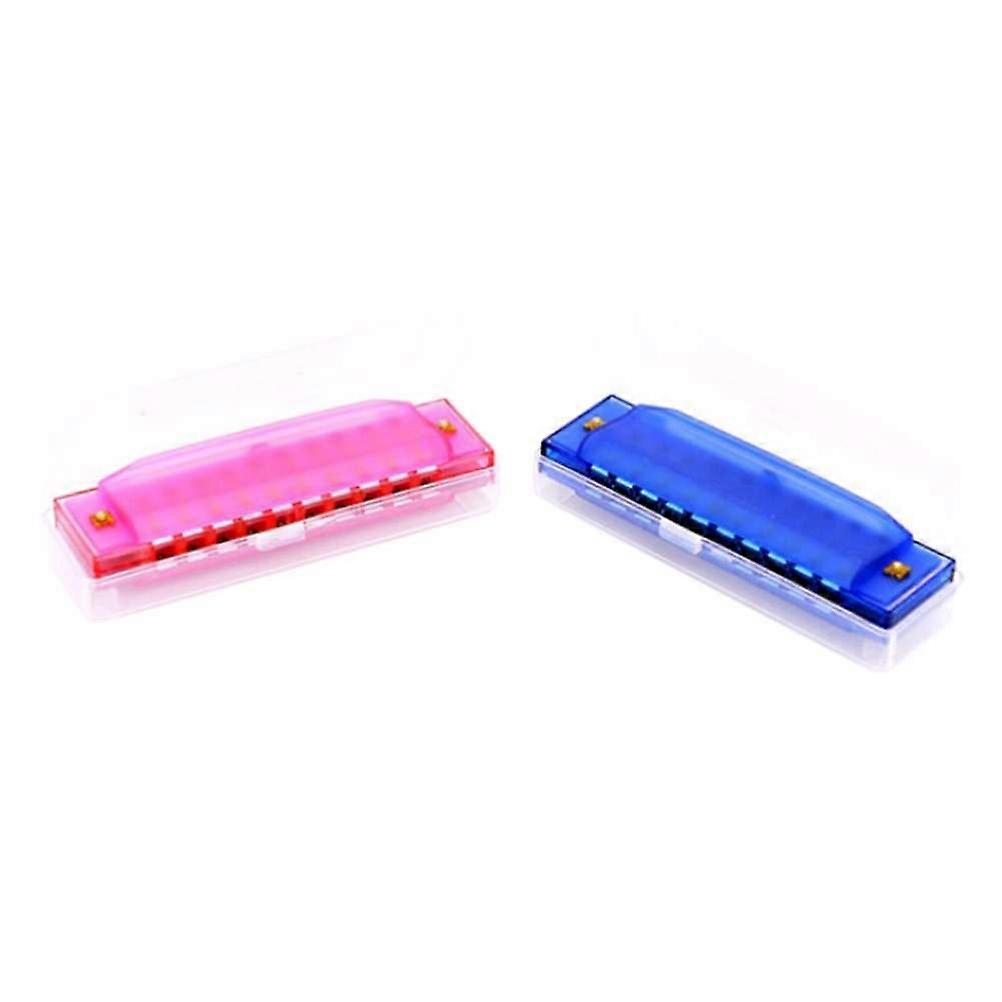 Plastic Harmonica Instrument 10 Hole for Playing 1 Piece in Pink