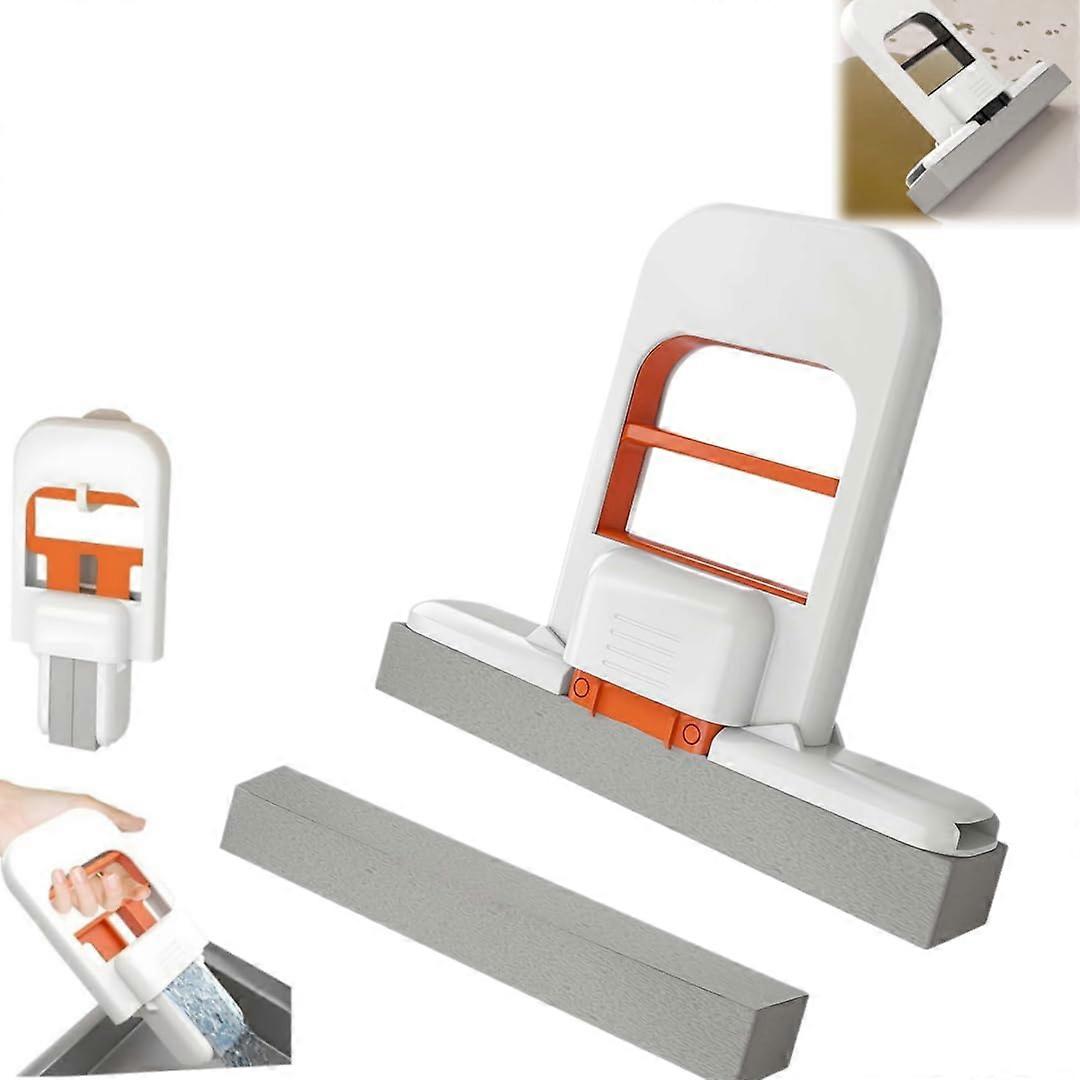 Mini Foldable SelfSqueeze Cotton Mop for Wet and Dry Cleaning Kitchen Bathroom Desktop White Set