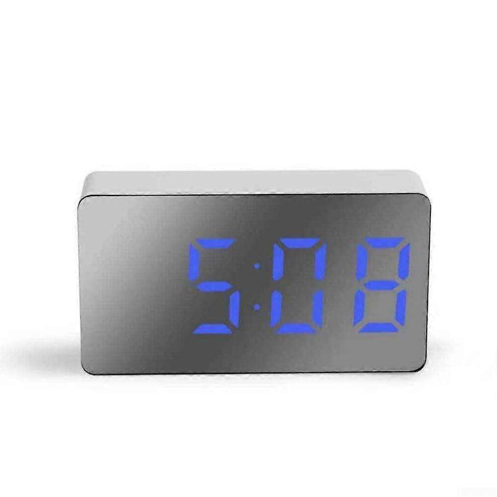 Mini Digital Car Clock with HD Mirror Display, Silent Movement, Compact Size for Travel  Blue