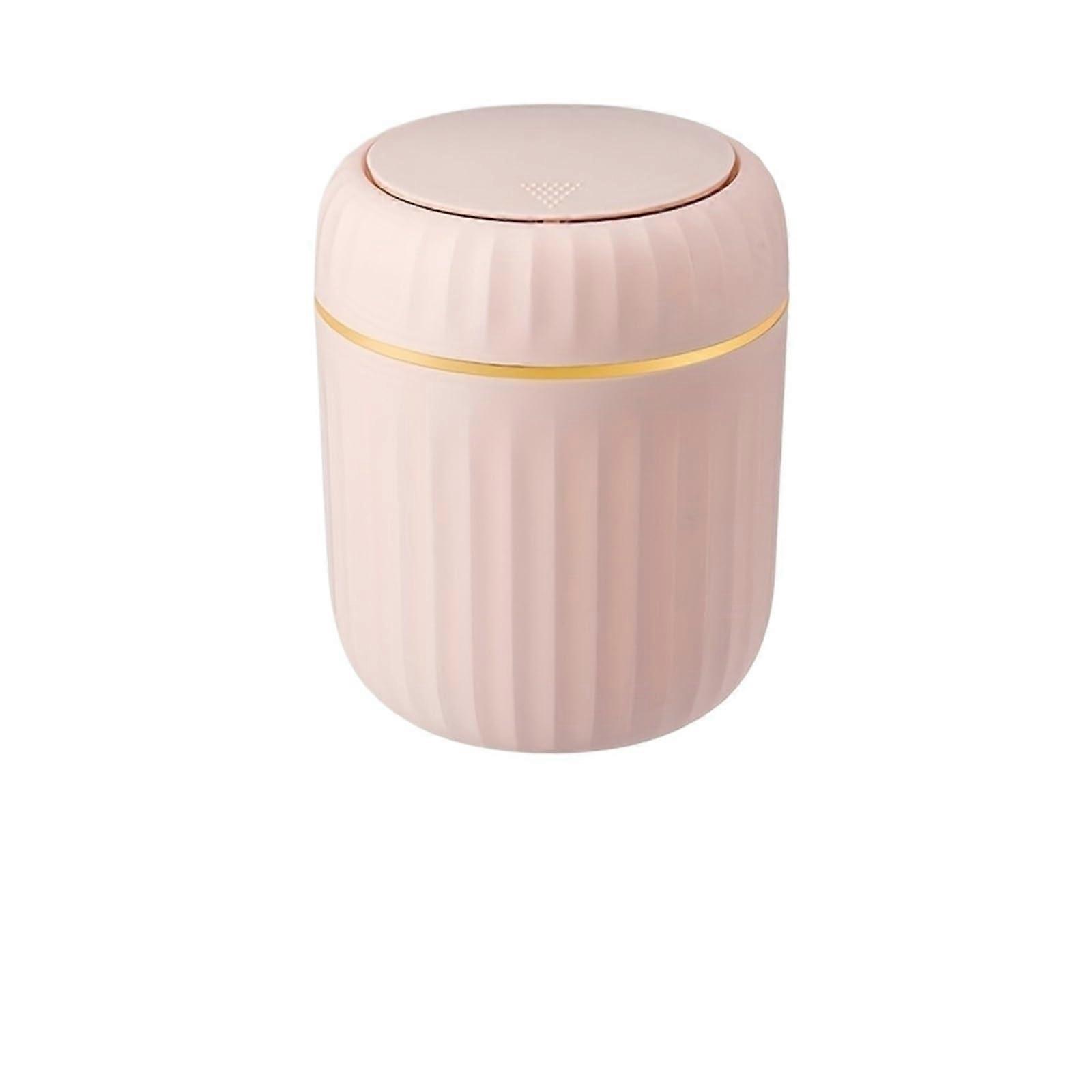 Desktop Trash Can with Lid Compact Plastic Mini Waste Bin for Office Bedroom Pink