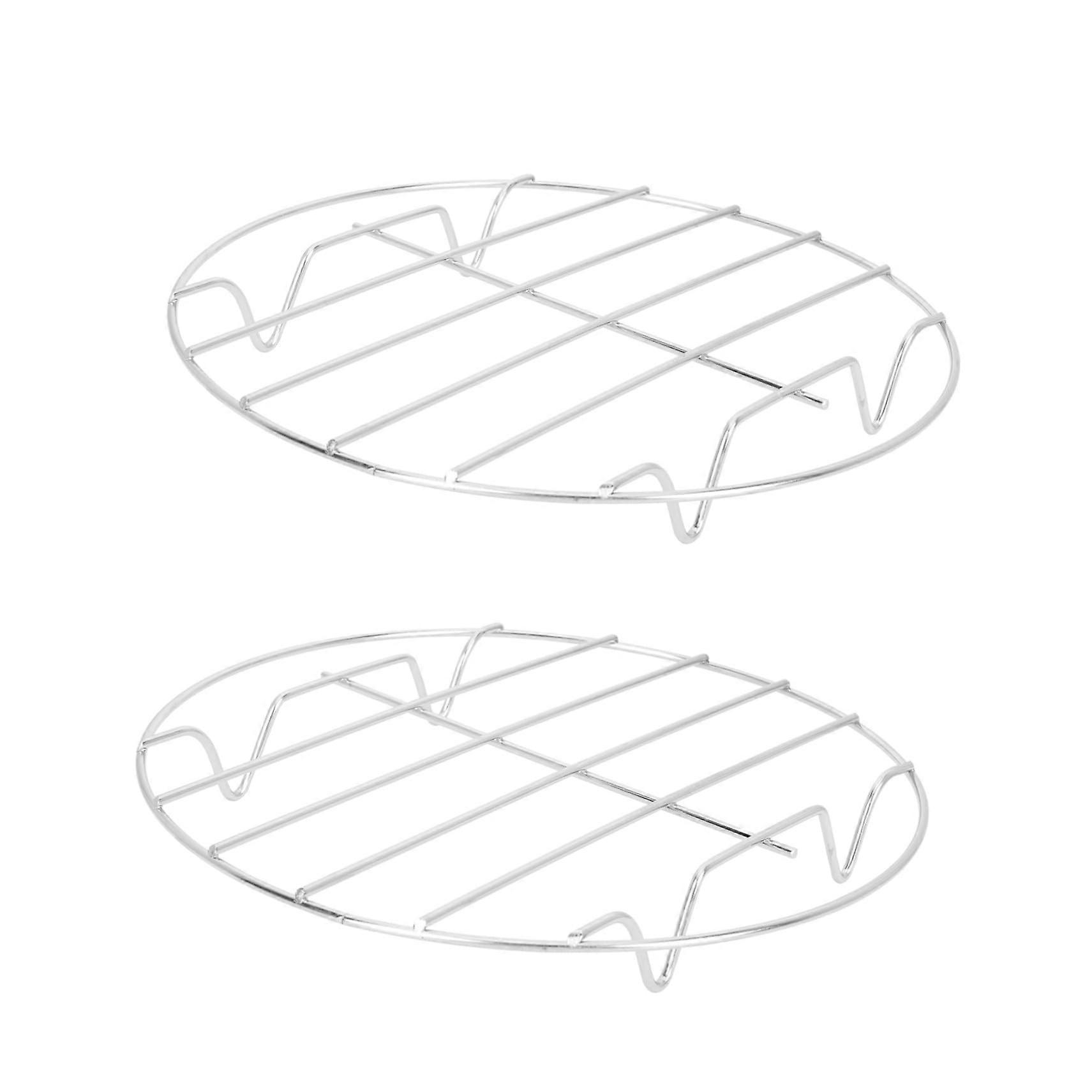 2Pcs Stainless Steel Steamer Rack Rustproof Heat Resistant Round Stand for Fish Vegetables Eggs