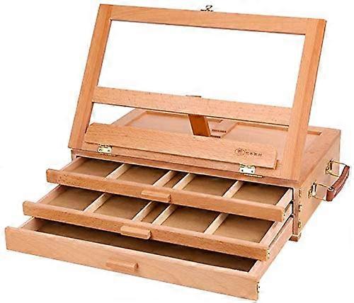 Wooden Artist Easel Adjustable Height and Angle Foldable with BuiltIn Storage Drawers