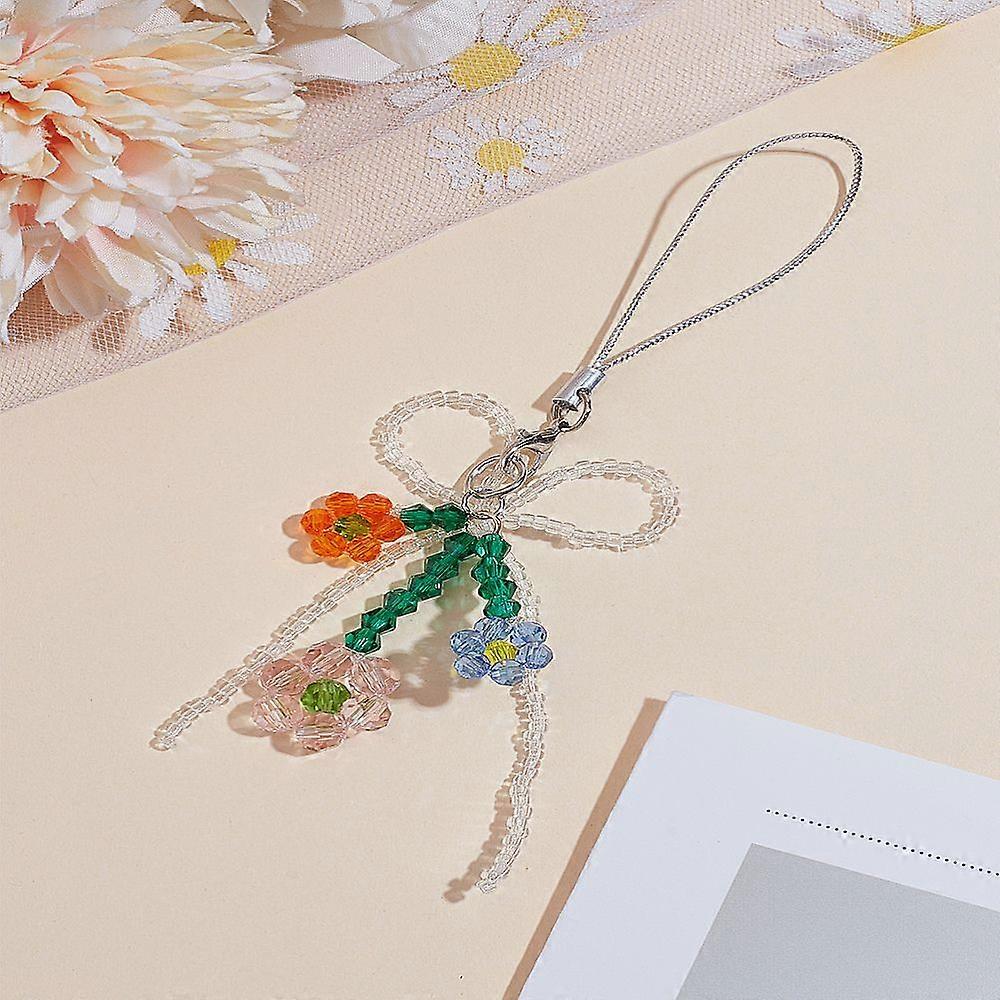 1pc Plastic Beads Mobile Straps Bowknot/Flower Orange Red 115mm