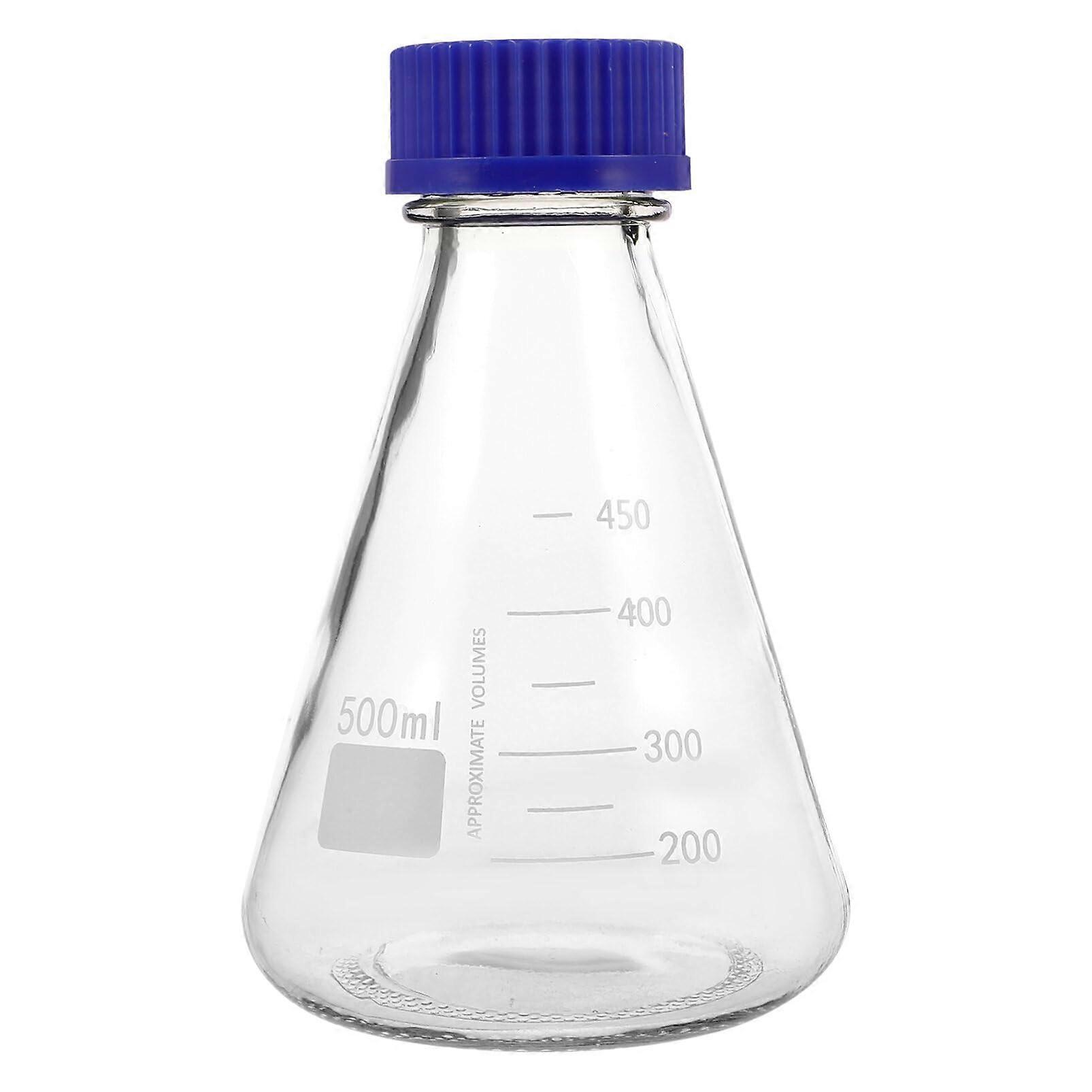 500ml Calibrated Lab Erlenmeyer Flask  Temp Resistant Narrow Neck Glassware