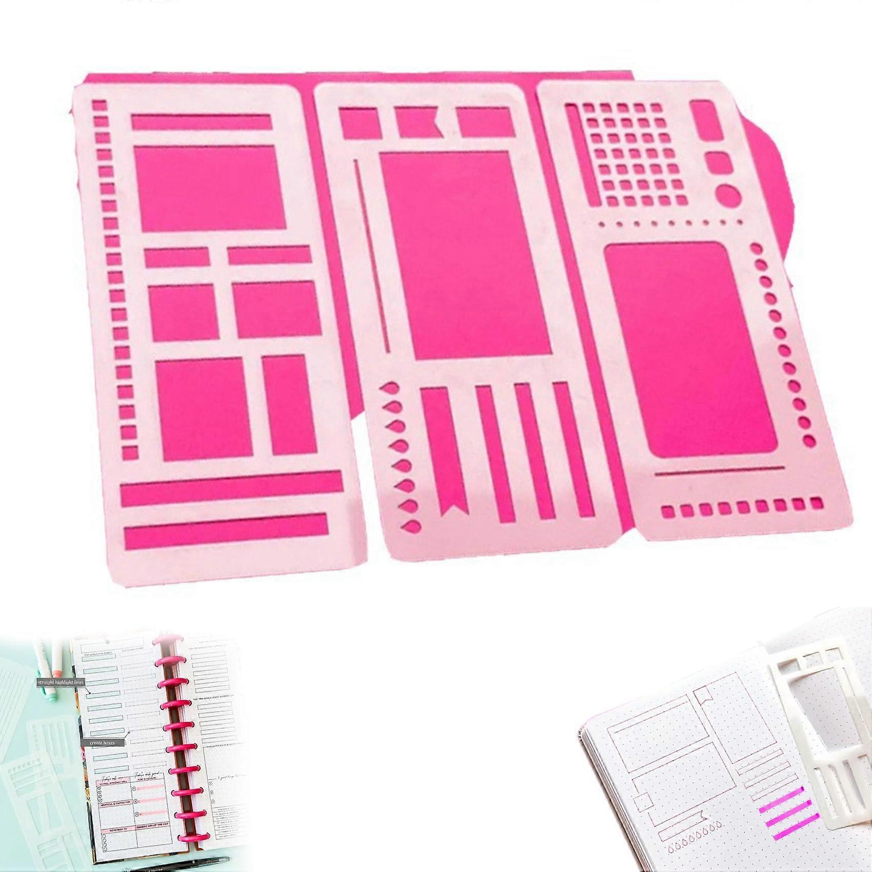 Journal Stencils Set with 5mm Grid Alignment, Flexible Durable Mylar, 3in1 Planning Templates 3pcs