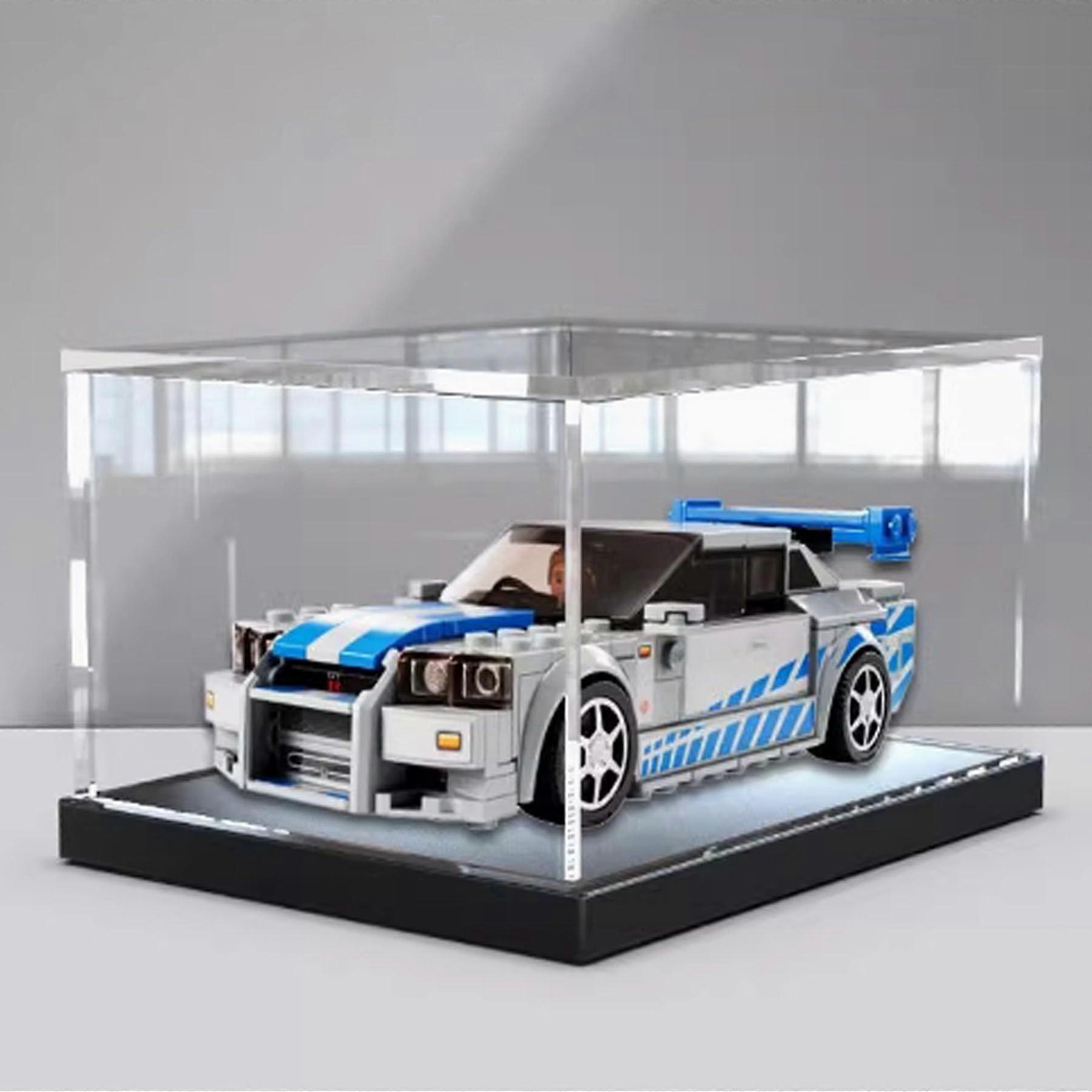 Display Case Dustproof Clear Acrylic Showcase for  76917 Roadster with Matte Black Base