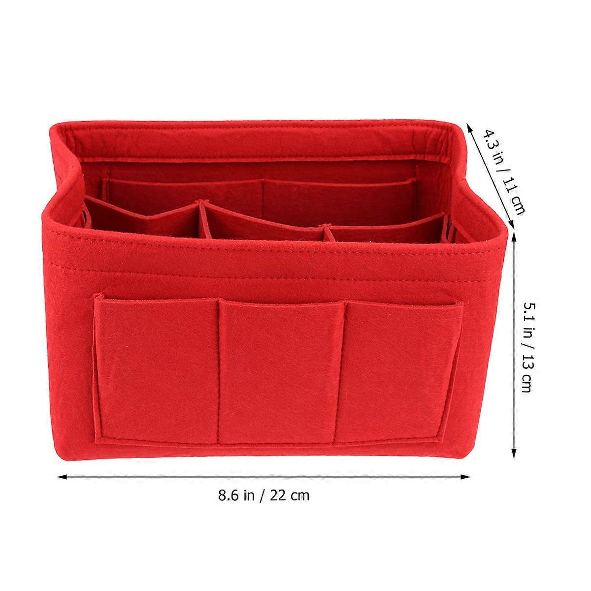 Felt Cosmetic Bag Makeup Organizer for Storage Use Red Tone