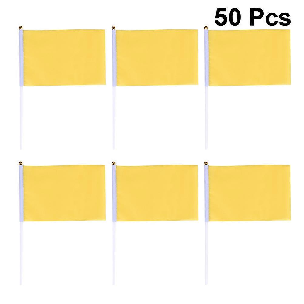 Party Banner Handheld Square Flags for Party Use 50Pcs Yellow Mini Flags