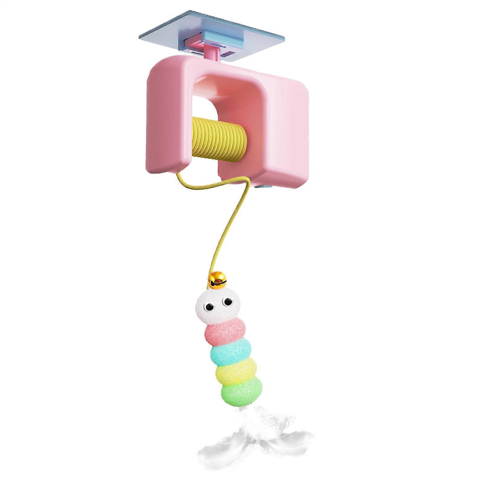 Interactive Cat Toy with Hunting Simulation, Rechargeable Automatic Play for Door Frame Training Pink