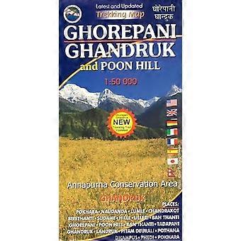 Ghorepani Ghandruk ja Poon Hill - Annapurnan suojelualueen kartta - Mittakaava 1:50 000