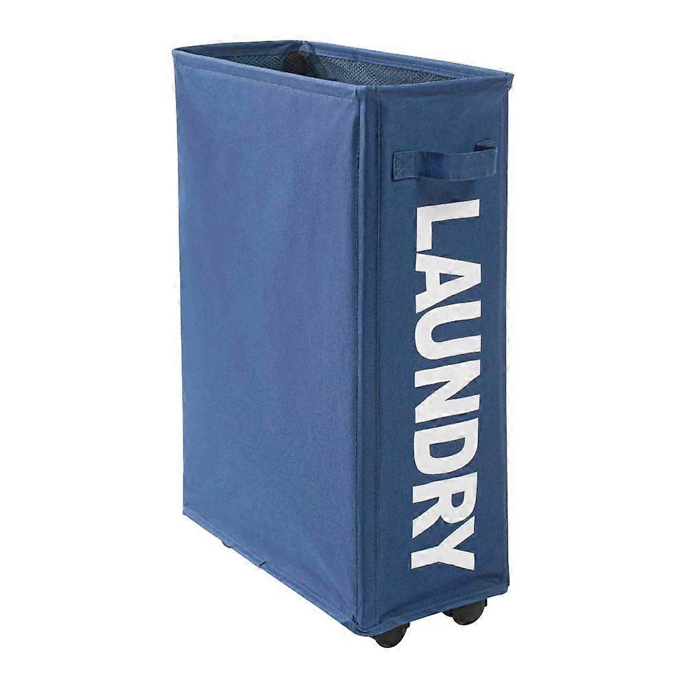 Narrow Foldable Rolling Laundry Hamper with Wheels for Small Spaces and Corner Storage