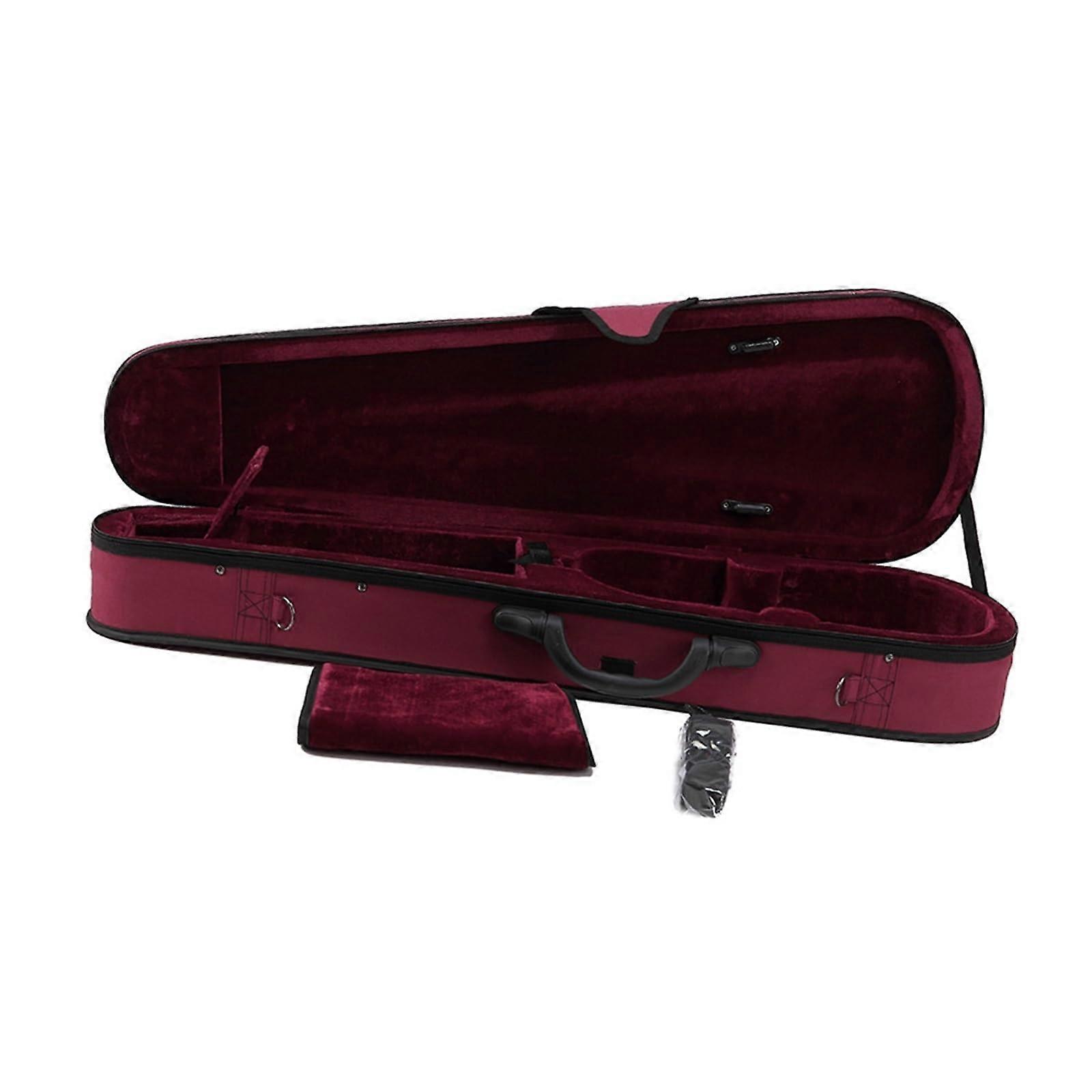 Red 4/4 Triangular Violin Case with Adjustable Shoulder Strap and Precise Curvature Protection