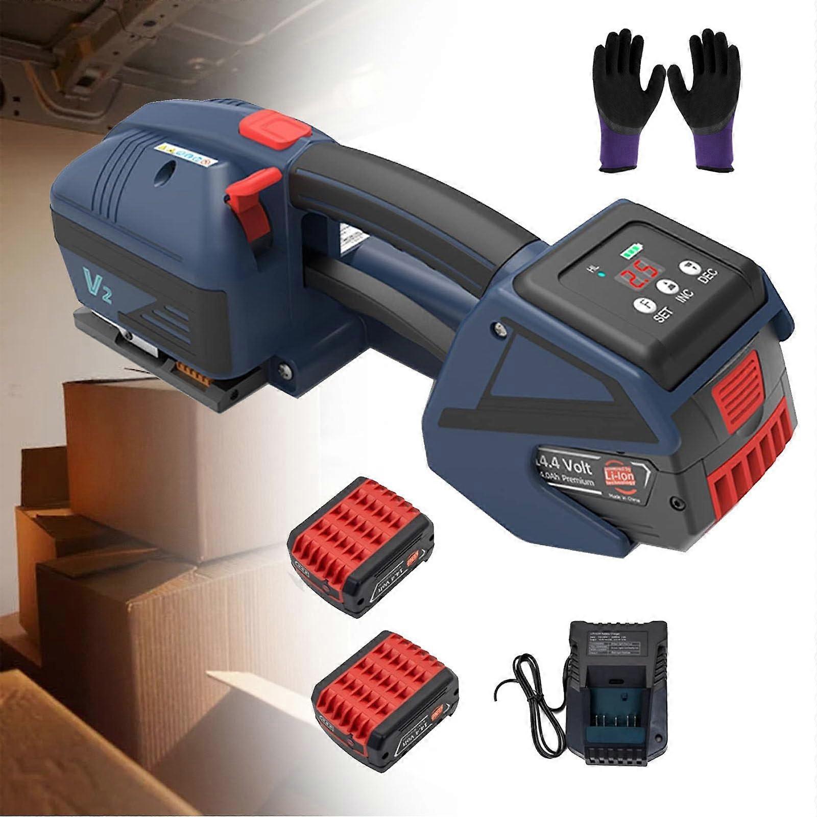 Battery Powered Strapping Tool with LCD Panel, Fast Cycle, Adjustable Weld, Long Battery Runtime