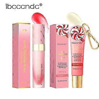 Lip Conditioner & Lip Oil Set, Feuchtigkeitsspendendes natürliches Lippenpflege-Set, Lipgloss-Balsam für trockene und rissige Lippen, Geschenke für Teenager-Mädchen (Honey Peach)