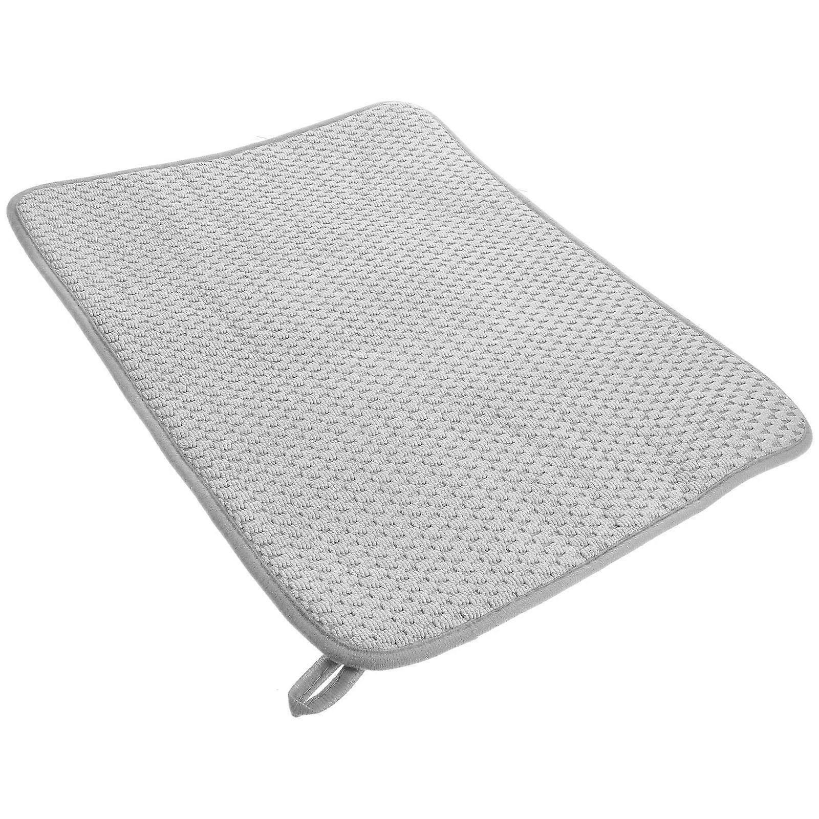 Microfiber Kitchen Drying Mat 2Pcs Grey Color Suitable For Household Drying Needs With Water Absorbing Functionality