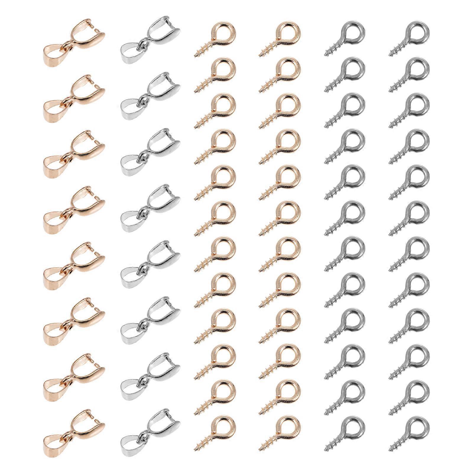 Threaded Clasp Hook DIY Screw Eye Pin 2Sets for Craft Projects