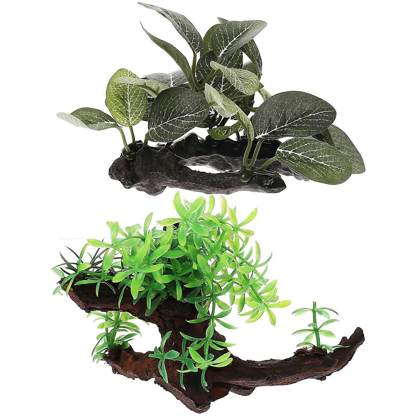 Fish Tank Decorations Simulate Plants Artificial Plant Decor 2Pcs for Decoration