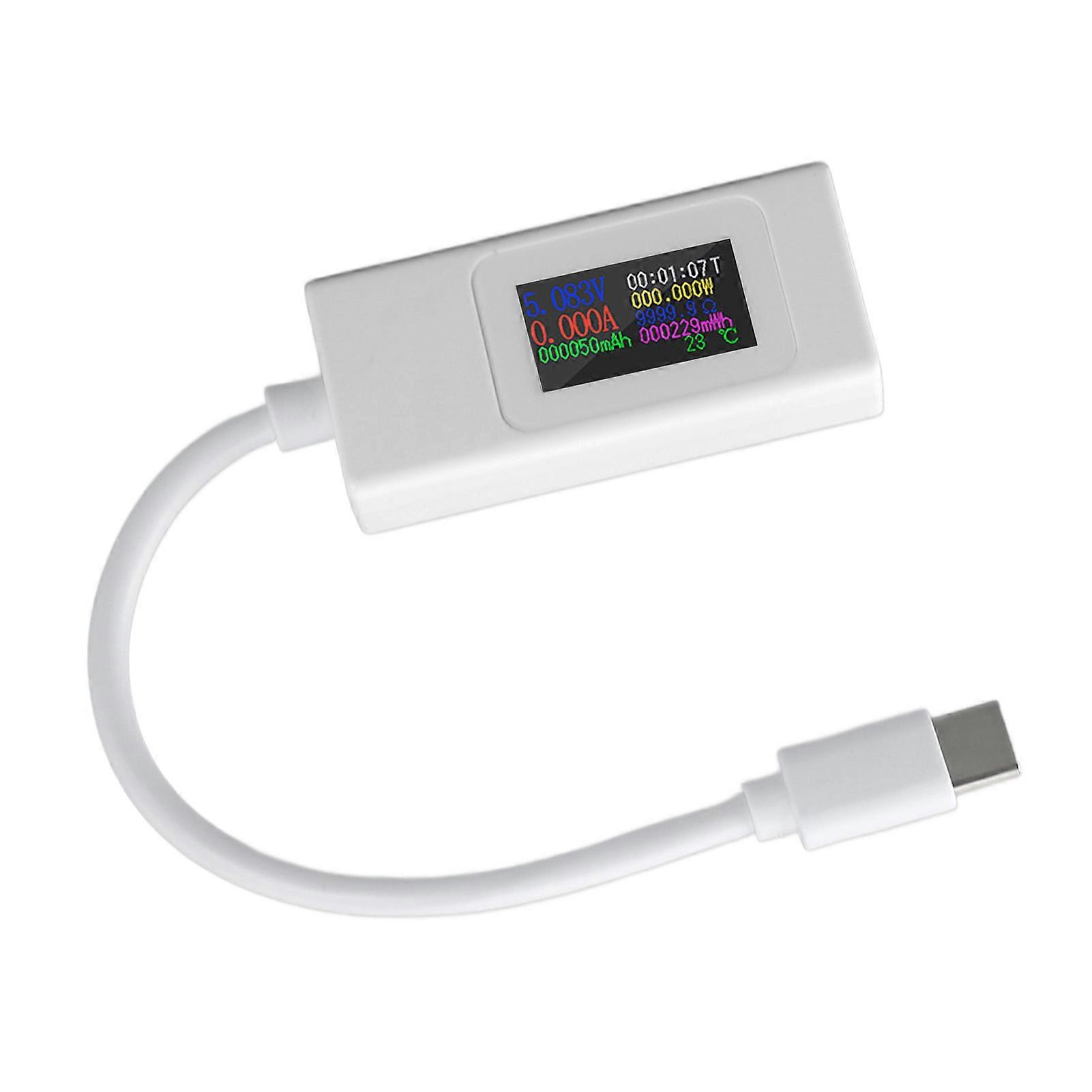 USB C Tester Color Screen Multifunctional Bidirectional Testing USB Current Voltage Meter for Phone Computer White